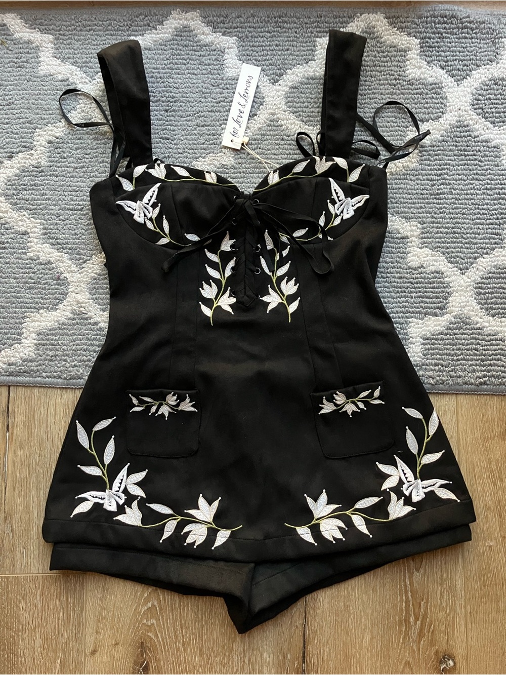 For Love & Lemons Weston Vegan Suede Romper size small NWT - Picture 7 of 12